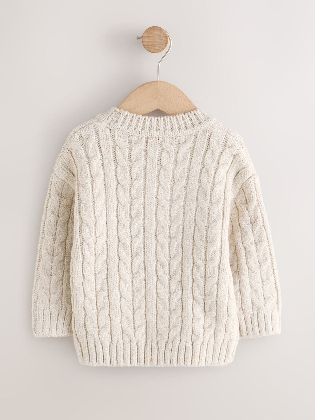 Neutral Cream Cable Knit Crew Neck Jumper (3mths-7yrs)