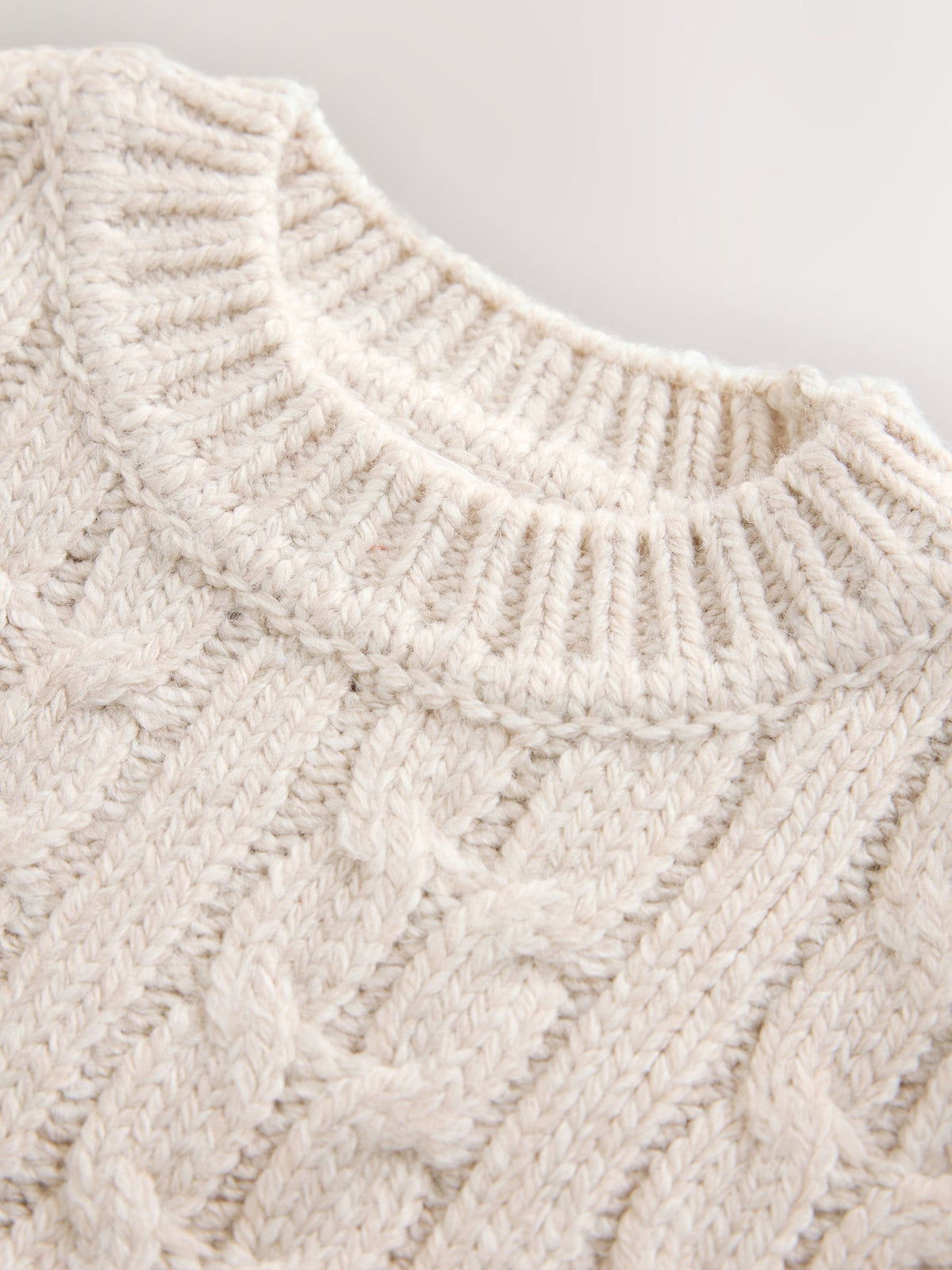 Neutral Cream Cable Knit Crew Neck Jumper (3mths-7yrs)