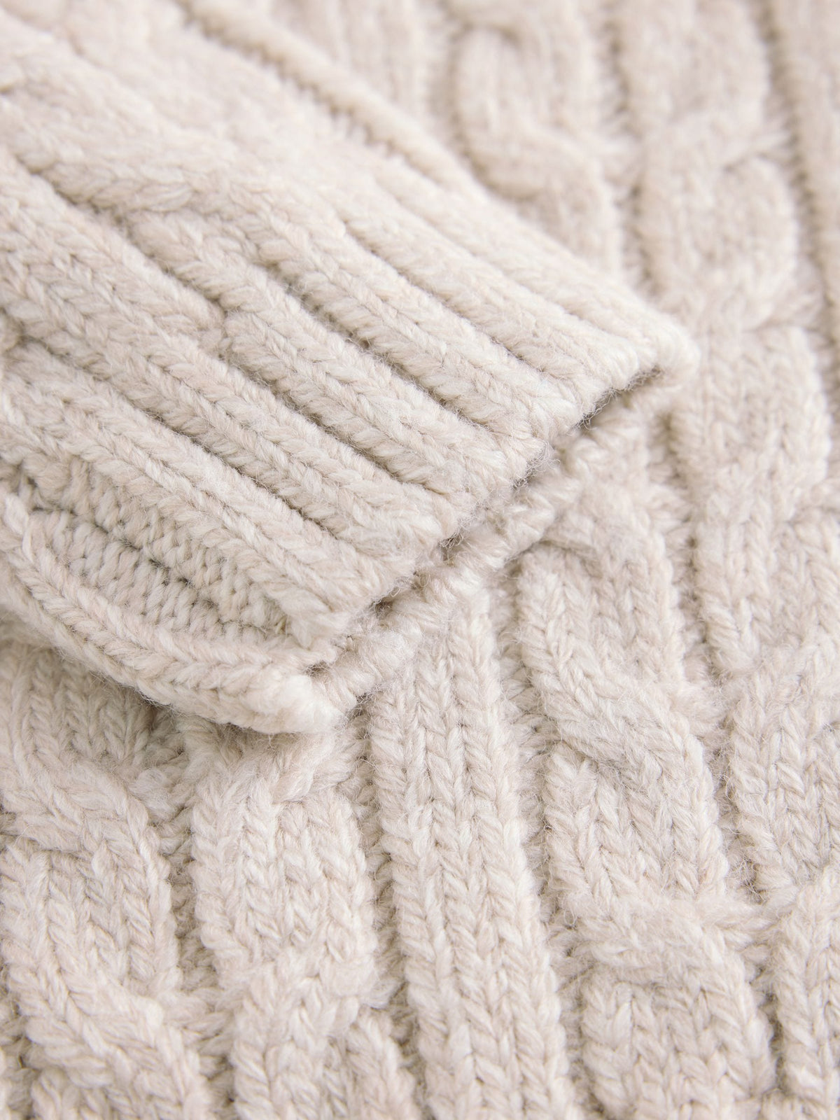 Neutral Cream Cable Knit Crew Neck Jumper (3mths-7yrs)