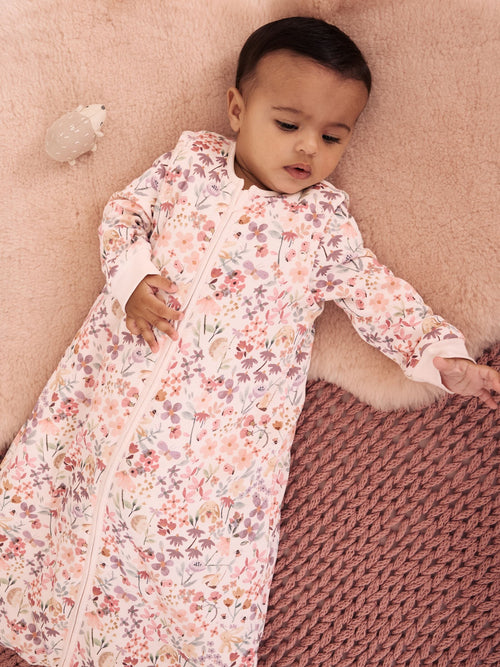 Pink Floral 2.5 Tog Removable Sleeve Baby Sleep Bag