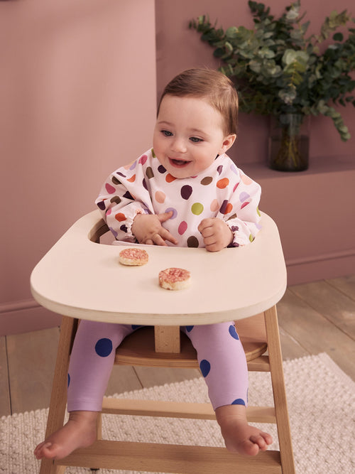 Multi Polka Dot Weaning And Feeding Sleeved Bib