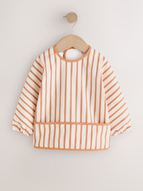 Rust stripe Weaning And Feeding Sleeved Bib