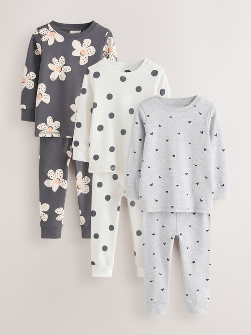 Monochrome Snuggle Pyjamas 3 Pack (9mths-12yrs)