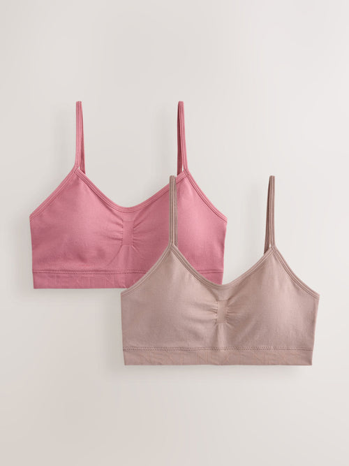 Mocha Brown Seam Free Crop Tops 2 Pack (7-16yrs)
