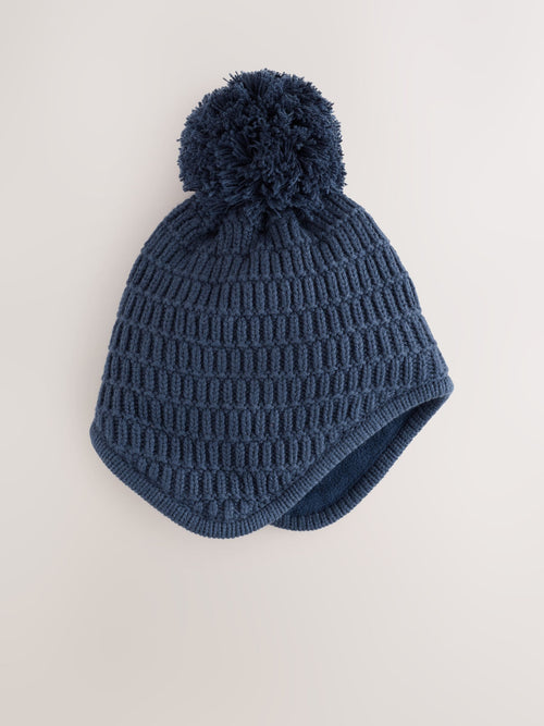 Navy Blue Knitted Trapper Baby Hat