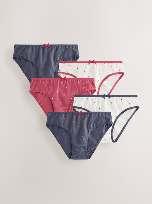 Red/Navy Polka Dot Bikini Briefs 5 Pack (5-16yrs)