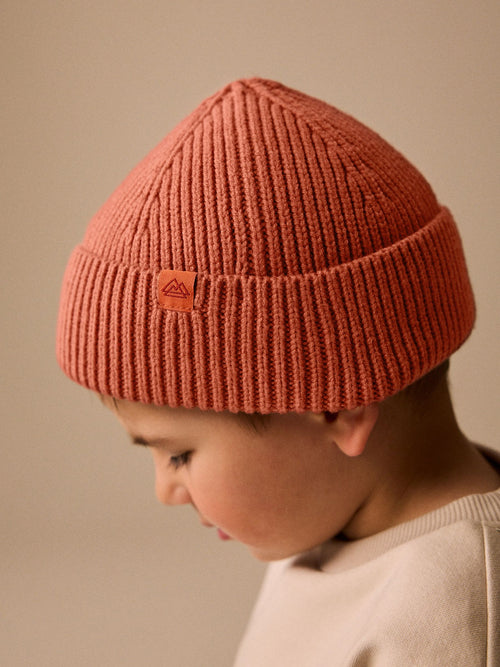 Pumpkin Orange Knitted Beanie Hat (1-16yrs)