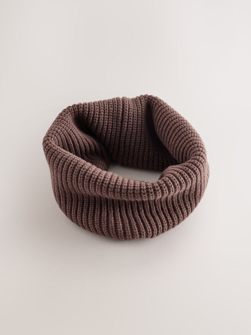 Chocolate Brown Ribbed Knitted Snood (1-16yrs)