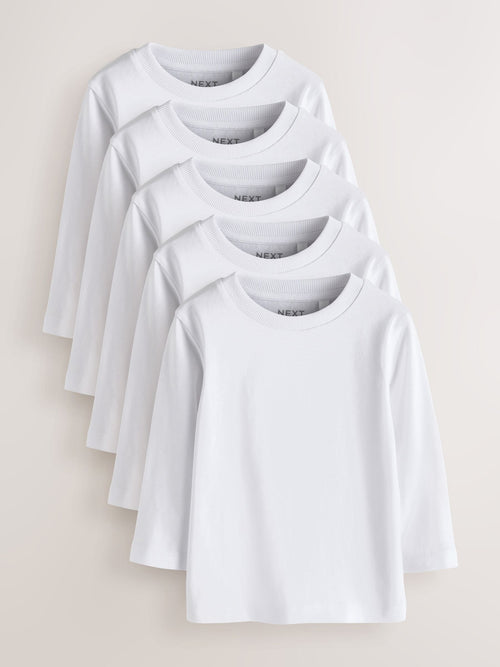 White 5 Pack Long Sleeve T-Shirts (3mths-7yrs)