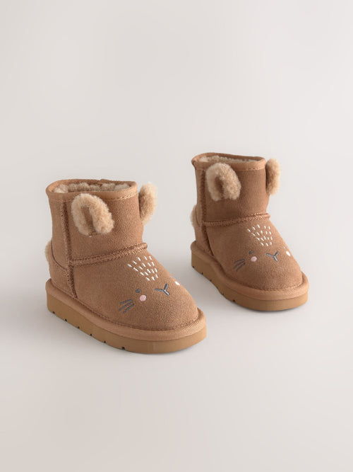 Tan Brown Bunny Wide Fit (G) Water Repellent Suede Pull On Boots
