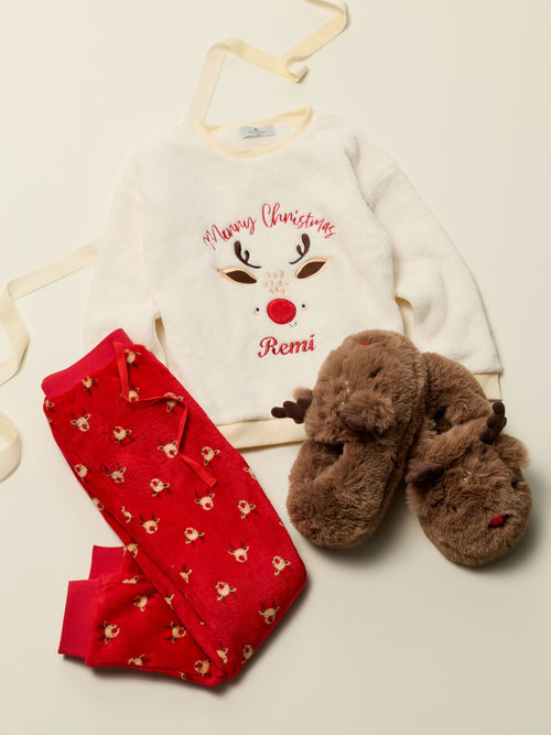 Brown Reindeer Character Mule Slippers