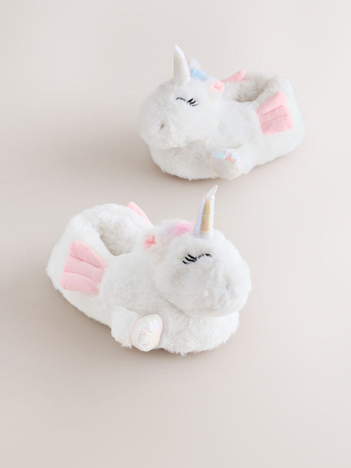 White Unicorn 3D Slippers
