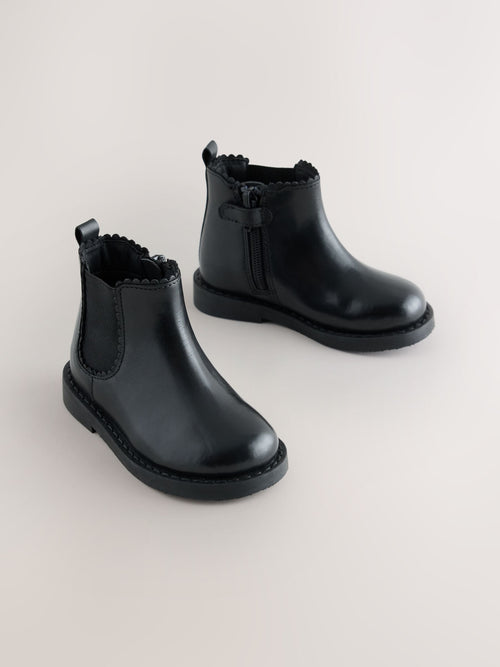 Black Leather Chelsea Ankle Boots