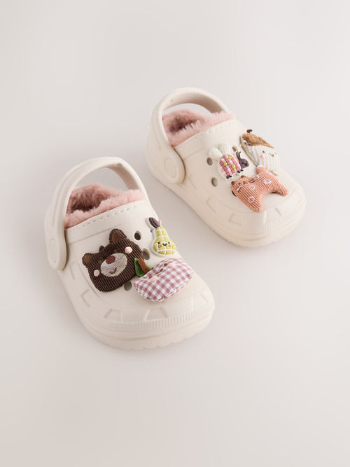 Neutral Character Faux Fur Lined Clog Slippers