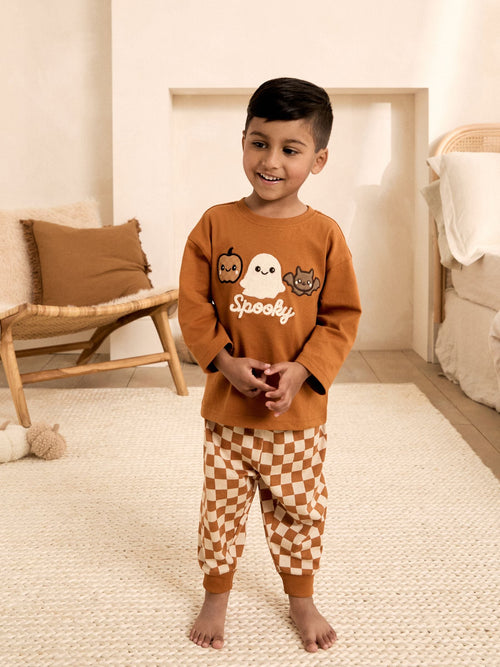 Orange Checkerboard Halloween Pyjamas (9mths-12yrs)