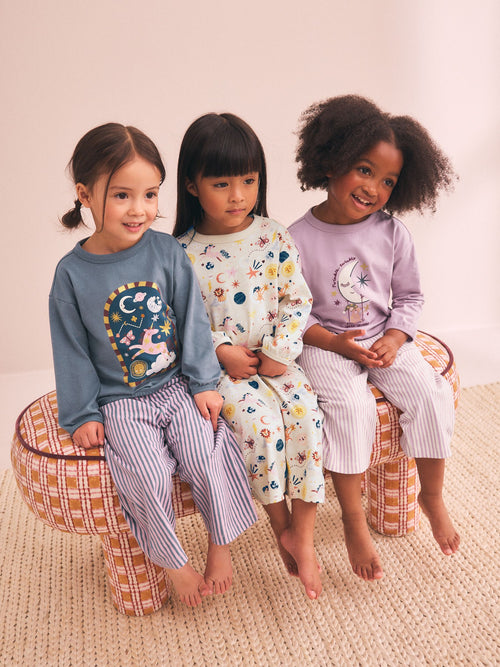 Multicoloured Wide Leg Pyjamas 3 Pack (9mths-10yrs)