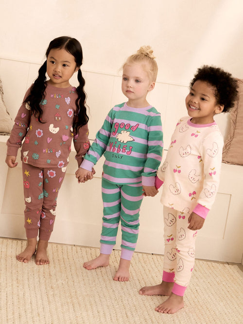 Green/Pink Snuggle Pyjamas 3 Pack (9mths-12yrs)