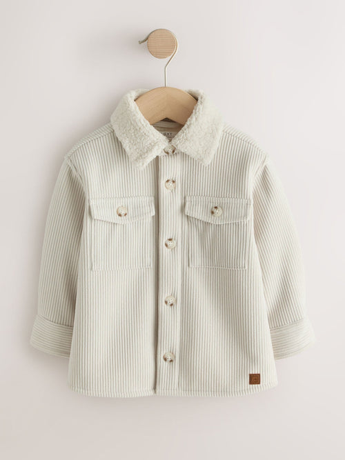 Ecru White Borg Lined Cord Shacket (3mths-7yrs)