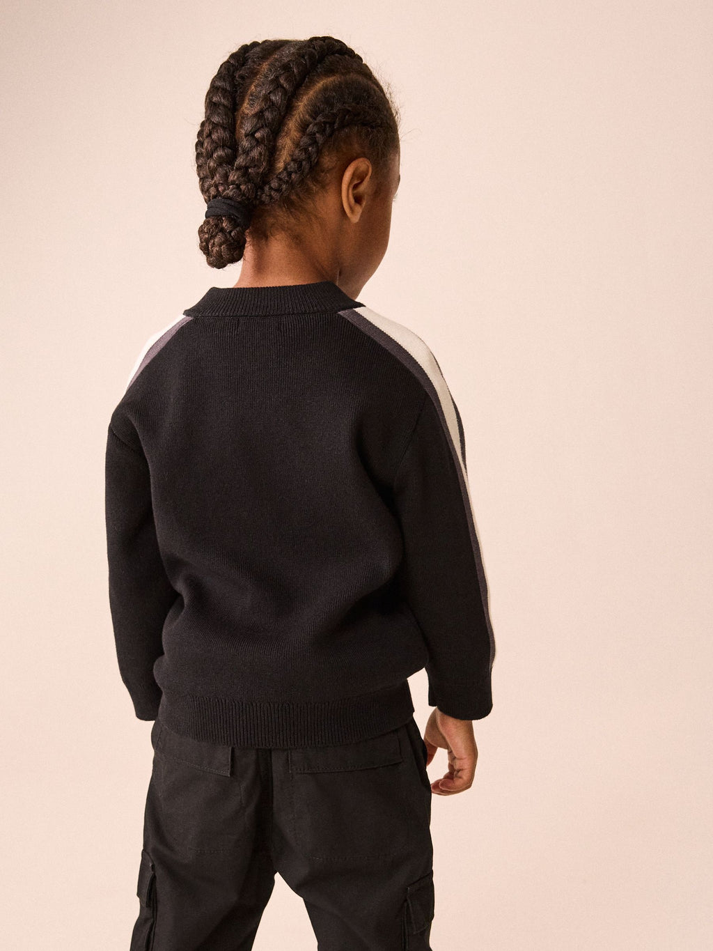 Black/White Zip Up Knitted Bomber Cardigan (3mths-7yrs)
