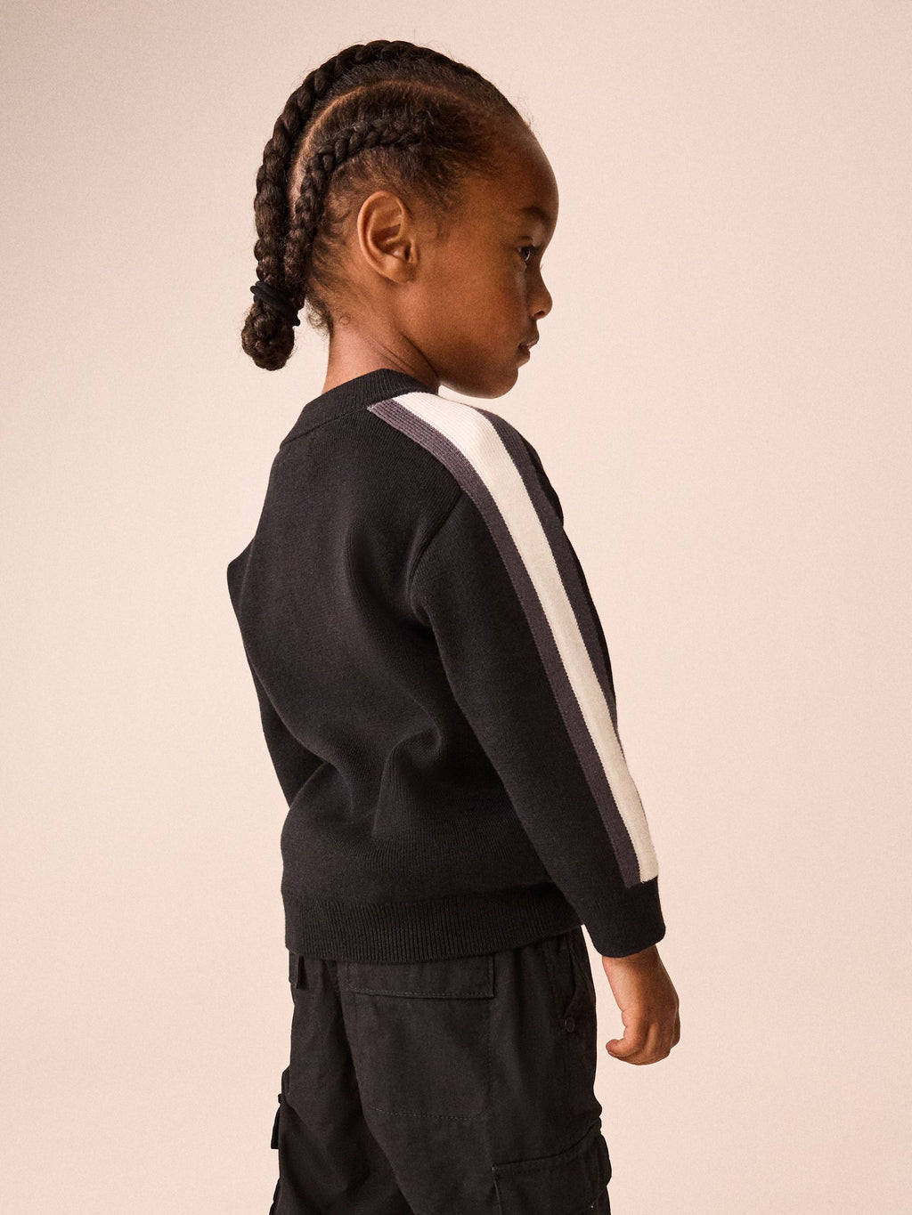 Black/White Zip Up Knitted Bomber Cardigan (3mths-7yrs)