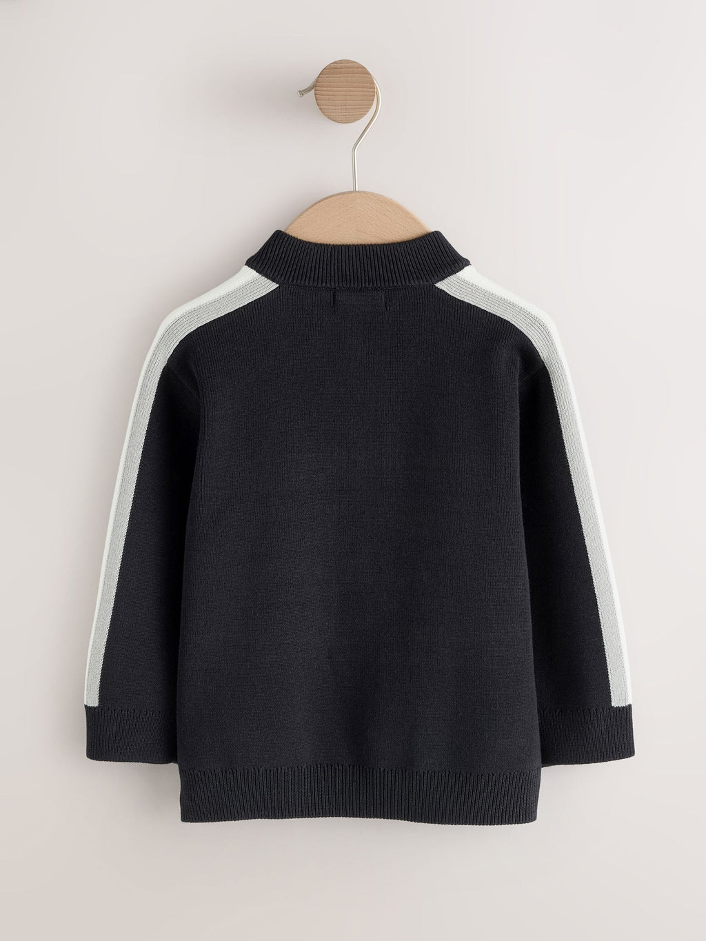 Black/White Zip Up Knitted Bomber Cardigan (3mths-7yrs)