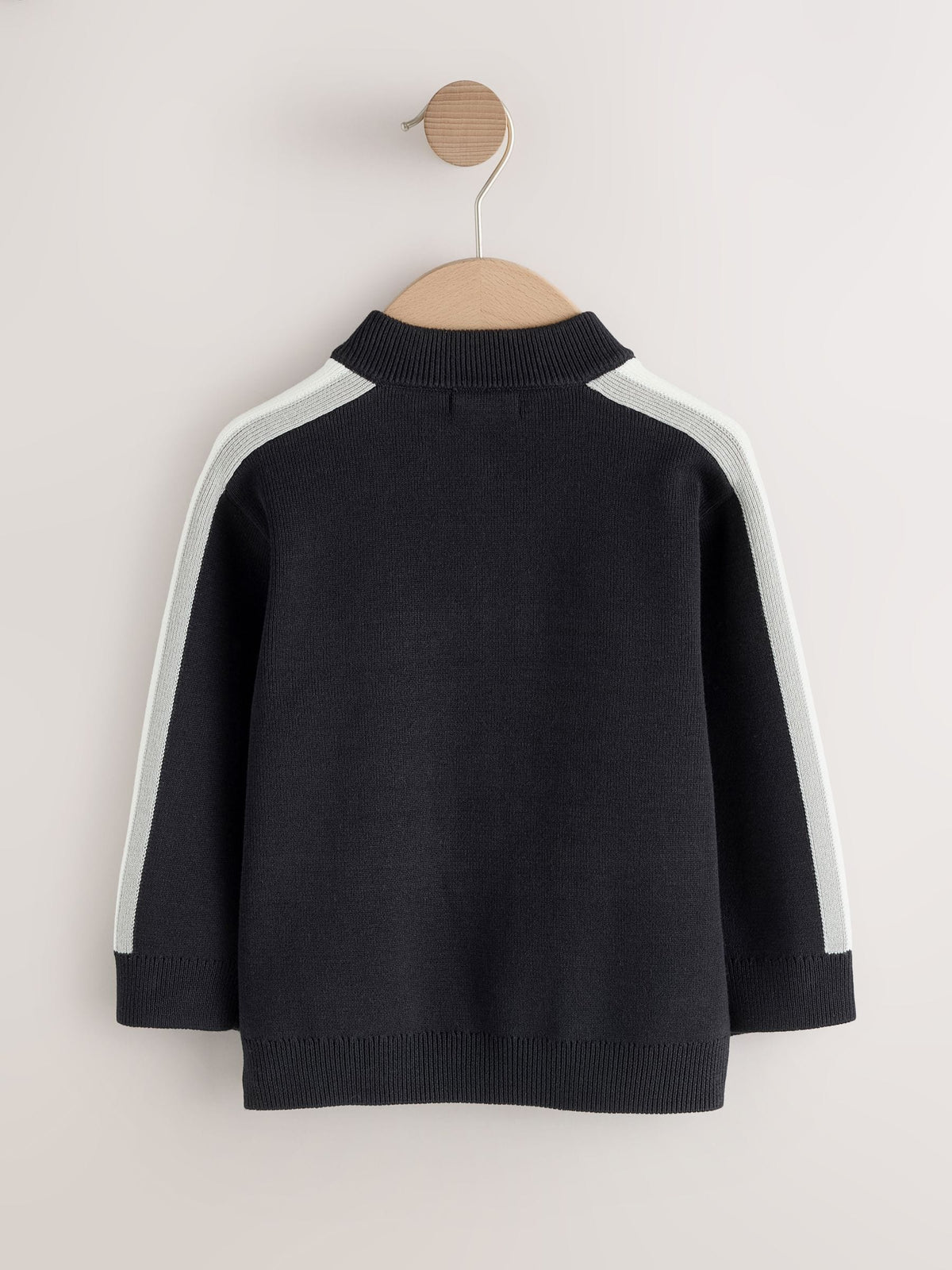 Black/White Zip Up Knitted Bomber Cardigan (3mths-7yrs)