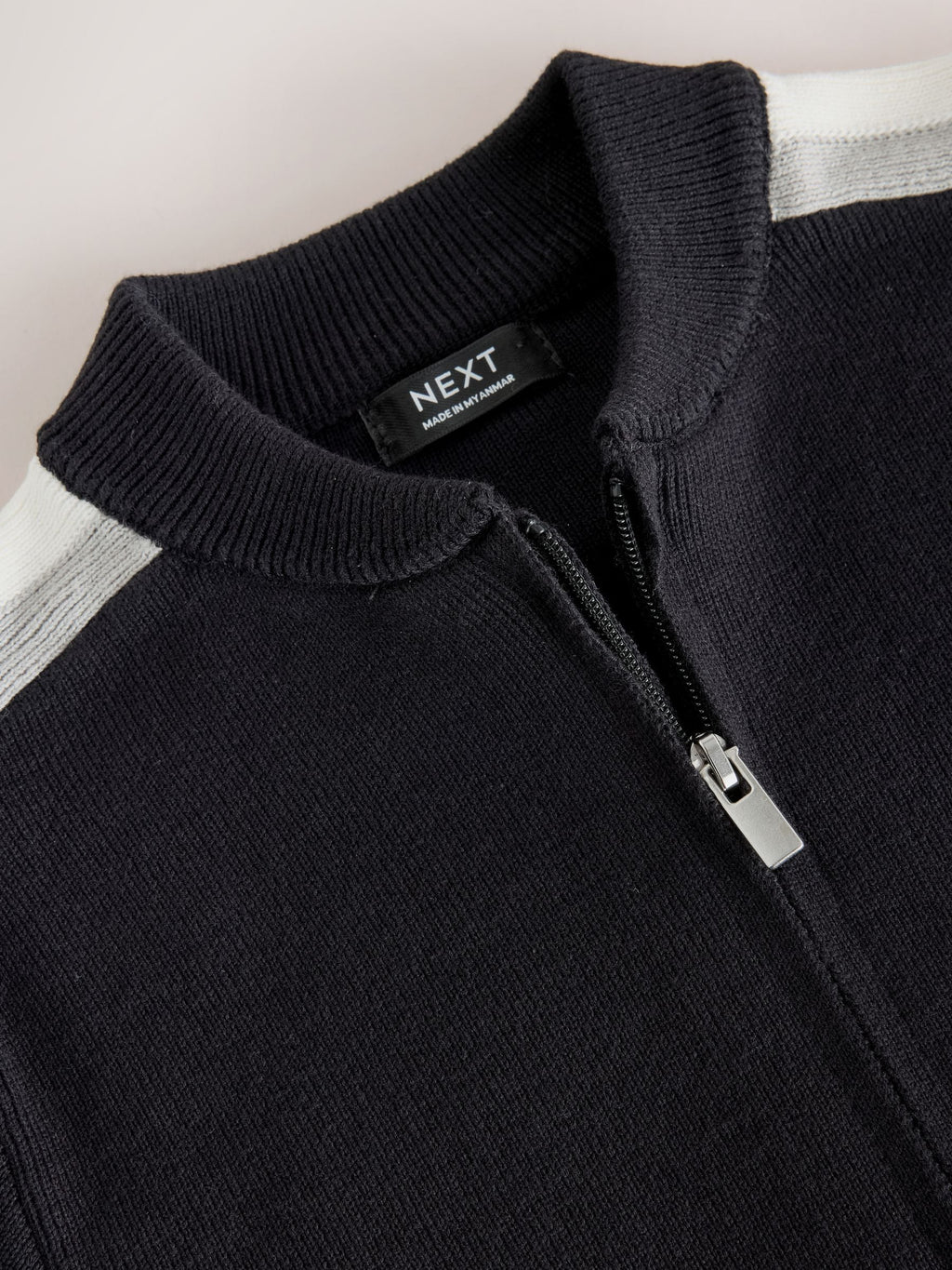 Black/White Zip Up Knitted Bomber Cardigan (3mths-7yrs)