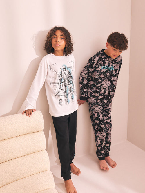 Black/Blue Gamer Long Sleeve Pyjamas 2 Pack (3-16yrs)