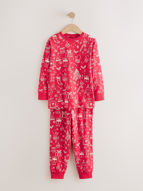 Red All Over Print Christmas Matching Family Pyjamas (9mths-16yrs)