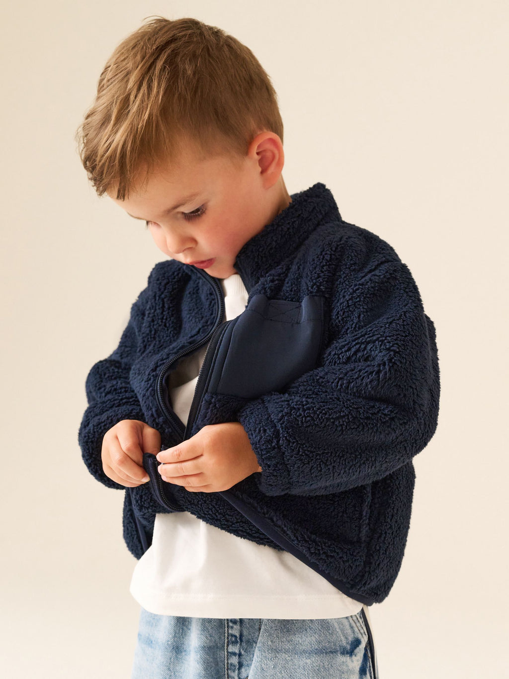 Navy Zip Up Fleece (3mths-7yrs)