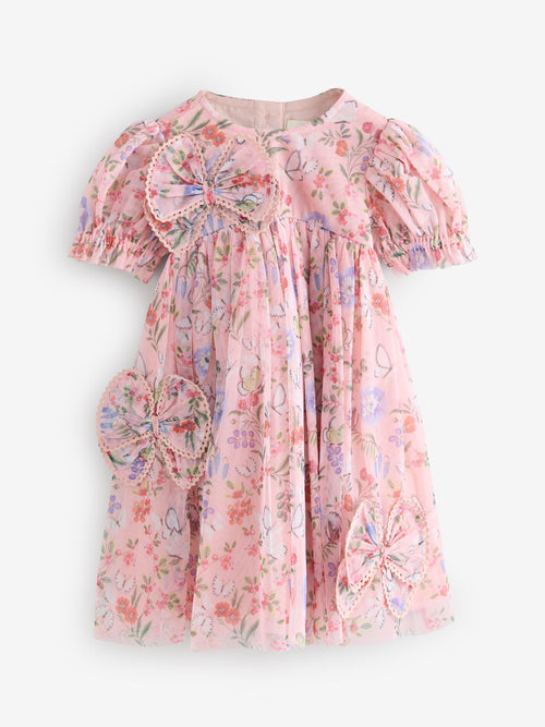 Pink Floral Cath Kidston Short Sleeve Corsage Dress (3mths-7yrs)
