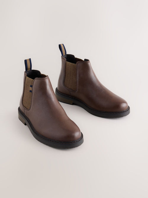 Chocolate Brown Leather Chelsea Boots