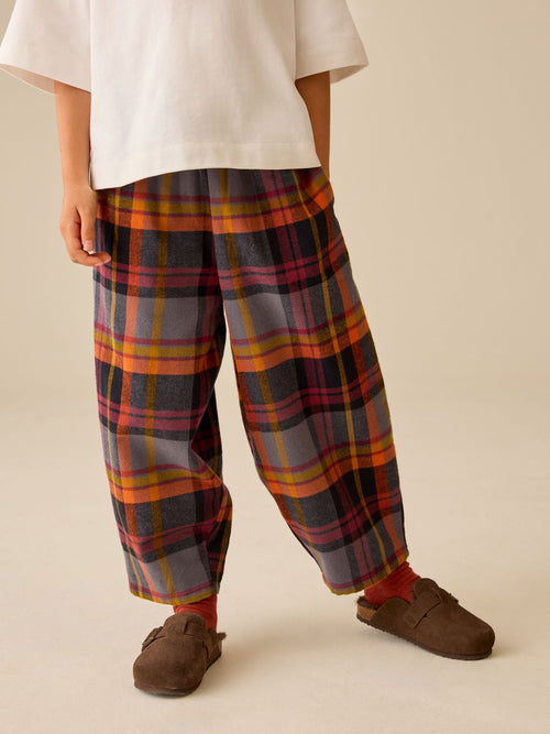 Rust Brown/Multi Check Barrel Pullon Trousers (3-16yrs)