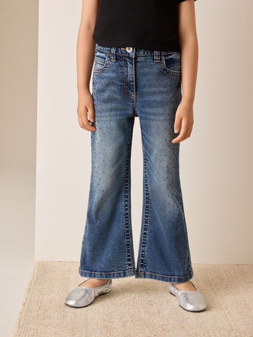 Denim Diamante Scatter Flare Jeans (3-16yrs)