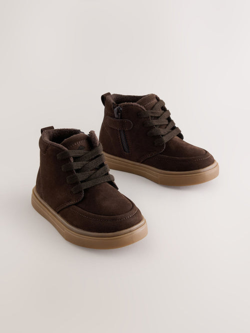 Chocolate Brown Warm Lined Lace up Boots