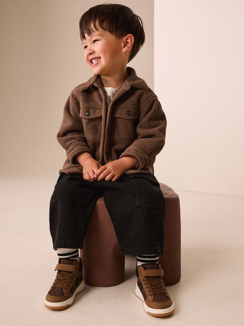 Brown Touch Fastening Elastic Lace Hi-Top Trainers