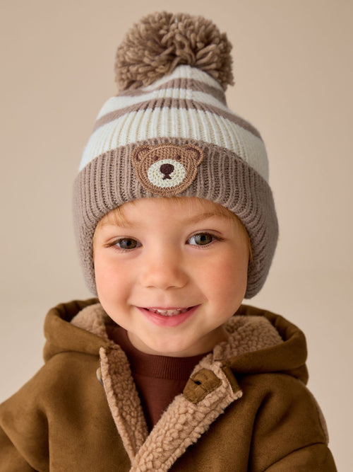 Neutral Knitted Pom Hat (3mths-10yrs)