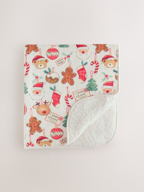 Christmas Bauble Character Muslin Fleece Baby Blanket