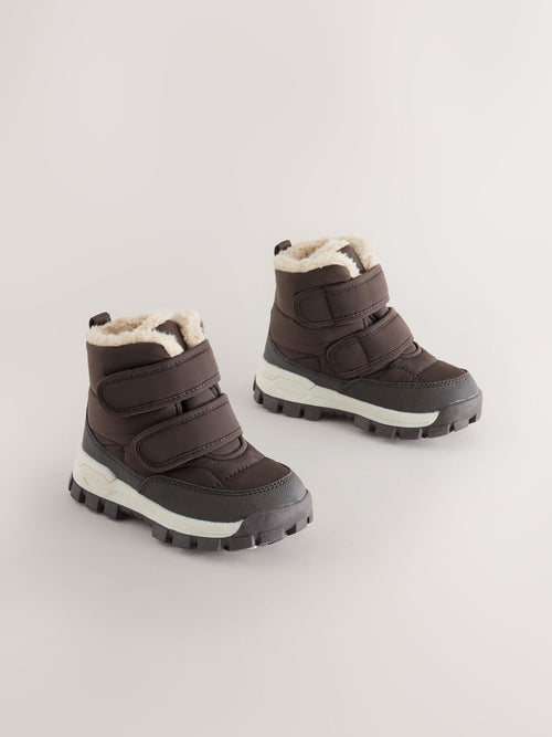 Chocolate Brown Standard Fit (F) Waterproof Warm Lined Touch Fastening Walking Boots