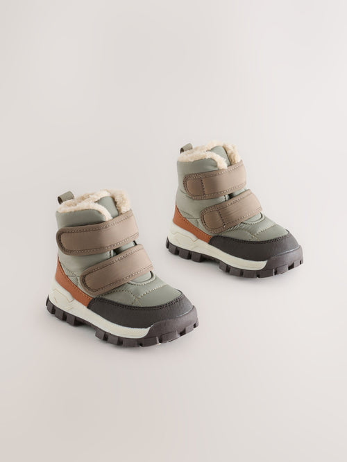 Grey Standard Fit (F) Waterproof Warm Lined Touch Fastening Walking Boots