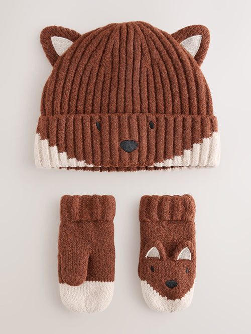 Orange Fox Character Hat and Gloves Set 2 Piece (3mths-6yrs)