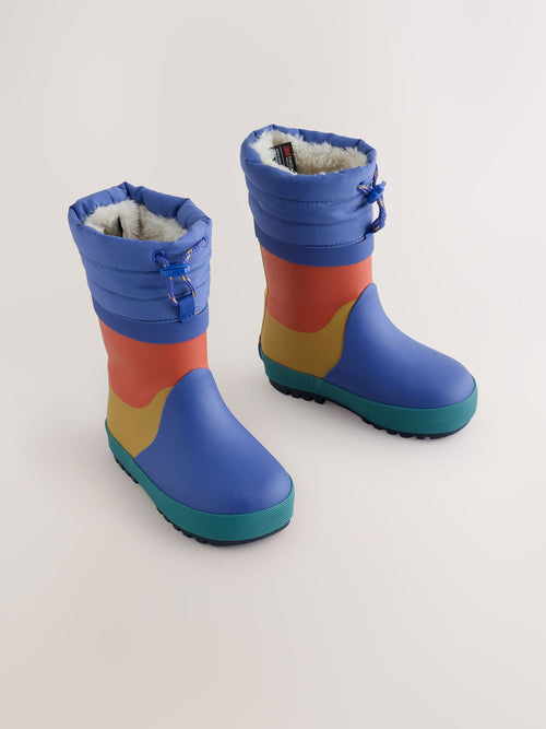 Blue Colourblock Cuff Wellies