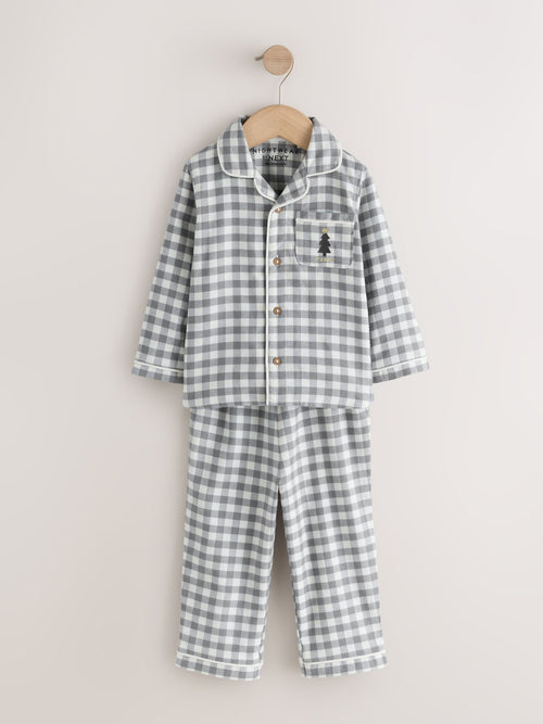 Grey/Ecru Check Christmas Matching Family Pyjamas (9mths-16yrs)