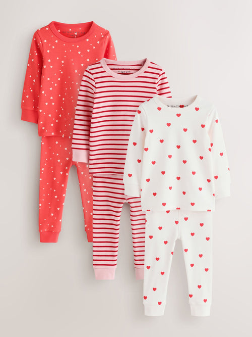 Red/Ecru Snuggle Pyjamas 3 Pack (9mths-12yrs)