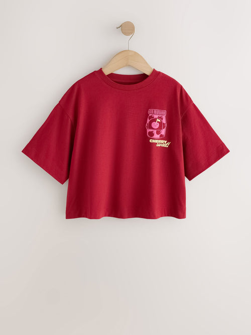 Red Cherry Oversized Graphic Print T-Shirt (3-16yrs)