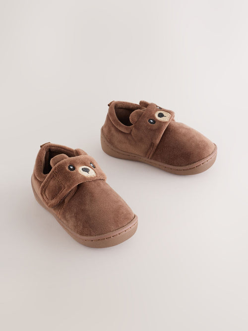 Brown Bear Touch Fastening Cupsole Slippers