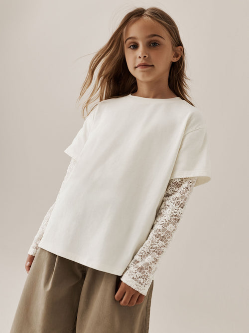 Cream Lace Long Sleeve Top (3-16yrs)