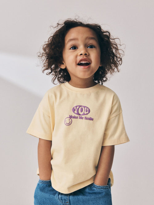 Yellow Smile Slogan T-Shirt (3mths-7yrs)
