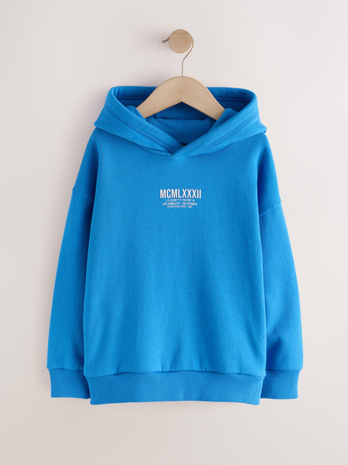 Cobalt Blue Back Print Relaxed Fit Graphic Hoodie (3-16yrs)