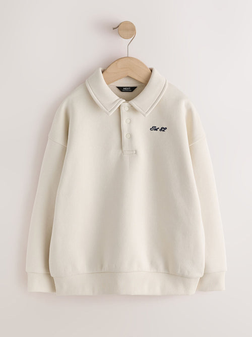 Ecru Oversized Collar Popper Neck Sweatshirt (3-16yrs)